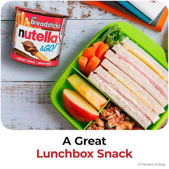 Nutella & GO! Chocolate Hazelnut Spread with Cocoa + Breadsticks, 24 Bulk Snack Packs, 1.8 oz Each