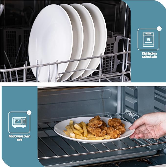 White Salad Plates Set of 6, 8.5 Inch Ceramic Plates – White Porcelain Appetizer & Dessert Plates for Kitchen, Salad, Snack & Everyday Use, Microwave & Dishwasher Safe, 22Cm