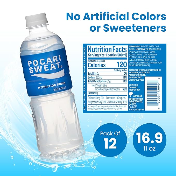 Pocari Sweat PET Bottles - The Water and Electrolytes that Your Body Needs, Japans Favorite Hydration Drink, Now in the USA, Clear, 500 ml, 12 Pack