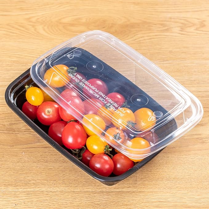 Professional 32 oz Meal Prep Containers - 50 Pack (100 Pcs) with Lids, Leakproof, Microwave/Freezer/Dishwasher Safe - Bulk Hexagon Food Storage