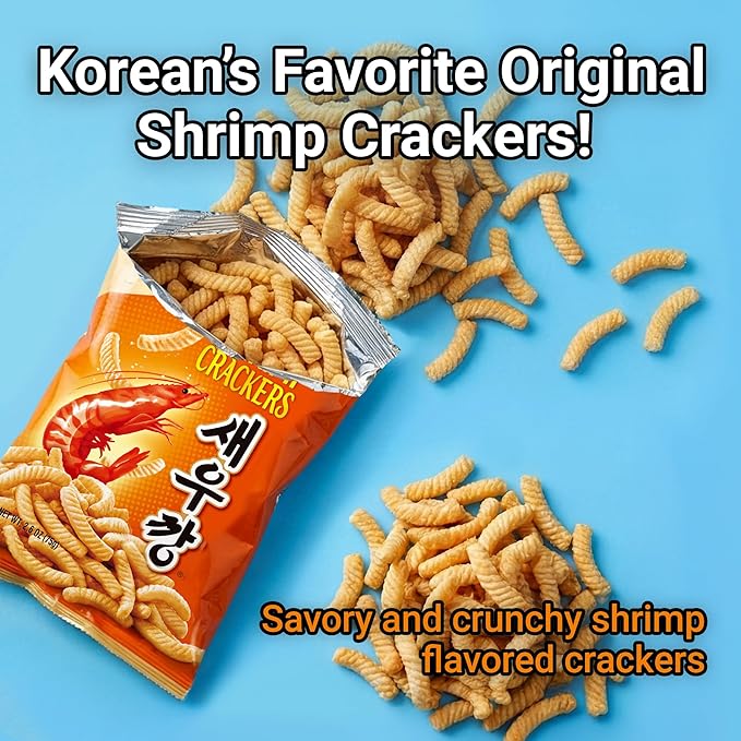 Nongshim Korean Variety Snack Pack, Original Shrimp Crackers, Honey Twist Snack, Banana Kick, Tako Chips, Variety Pack, Snacks for Kids, Sport Event Essential, Korean Snacks (Pack of 4)