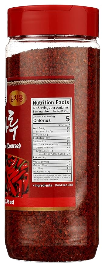 Jayone Red Chilli Powder, Red Pepper Flakes, Spice Seasoning, Korean Gochugaru, for Kimchi, 7.76 oz - Coarse