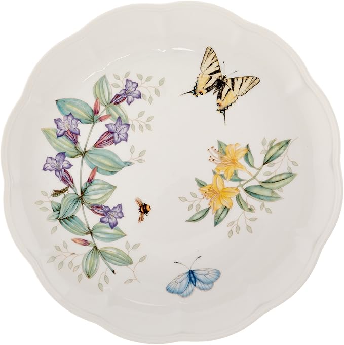 Lenox Dinnerware Set, Butterfly Meadow 18-Piece Set, Service For 6, White Porcelain, Butterfly And Flower Designs, Plates And Bowls Sets, Dishwasher Safe, Home & Kitchen (Assorted, 18 Pieces)