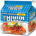 Paldo Fun & Yum Bibim Men Instant Cold Noodles, Pack of 5, Brothless Cold Ramen with Sweet & Spicy Seasoning Sauce, Oriental Style Korean Ramyun, Soupless K-Food, 130g x 5