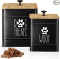 PERFNIQUE Dog Treat Container, Airtight Dog Treat Jar Set of 2, Dog Cookie Jar for kitchen Counter, Pet Treat Container, Dog Treat Canister and Storage, 7.8x6.2 & 7.3x5.5(Black)