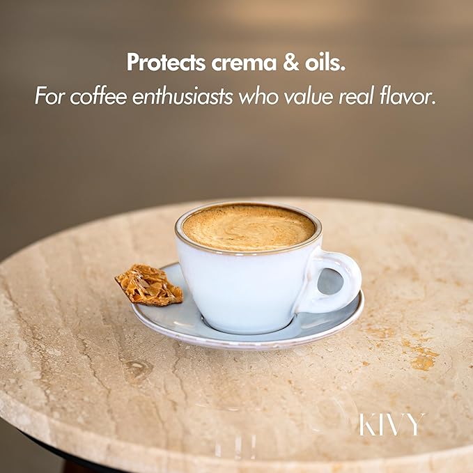 KIVY Vacuum Coffee Canister - Push Lid Preserves Aroma & Oil - Stainless Steel Airtight Container for Ground & Bean Storage - Removes Excess Air