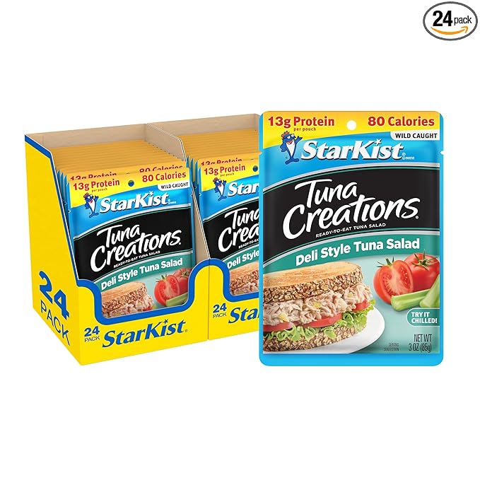 StarKist Tuna Creations Deli Style Tuna Salad Pouch (3 oz - 24 Pack) Wild Caught, High Protein Shelf Stable Seafood, Gluten Free, Soy Free, No Draining, Ready to Eat for Salads and Sandwiches