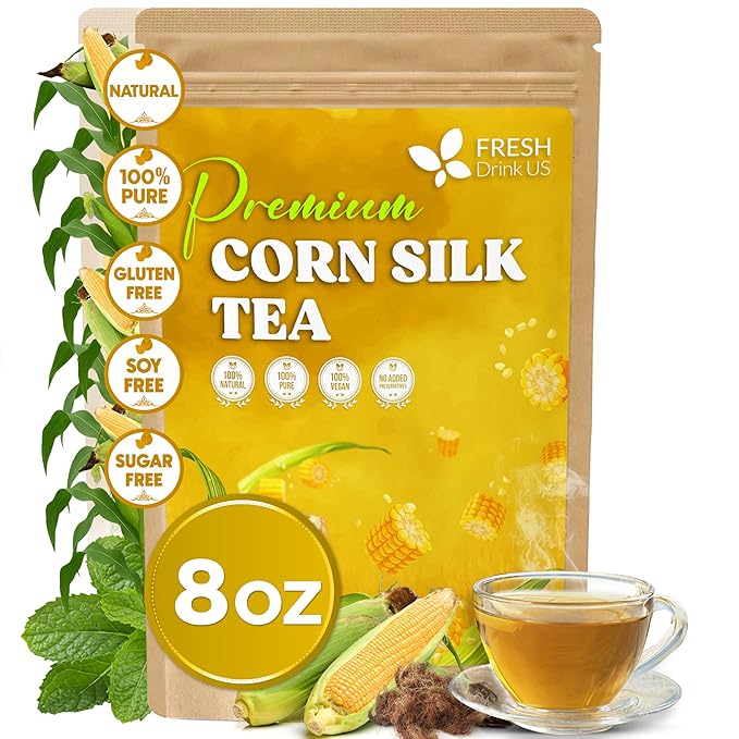 FreshDrinkUS, Dried Corn Silk 8oz | Premium Whole Corn Silk for Tea & Herbal Infusions | Naturally Air-Dried, Non-GMO, Caffeine-Free | Perfect for Daily Herbal Tea, DIY Blends & Natural Brewing