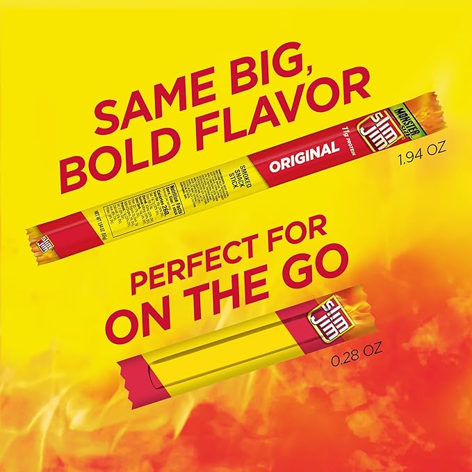 Slim Jim Smoked Meat Sticks, Original Flavor, 6g Protein Per Serving, Snack Size, 0.28 oz. (46 Count)