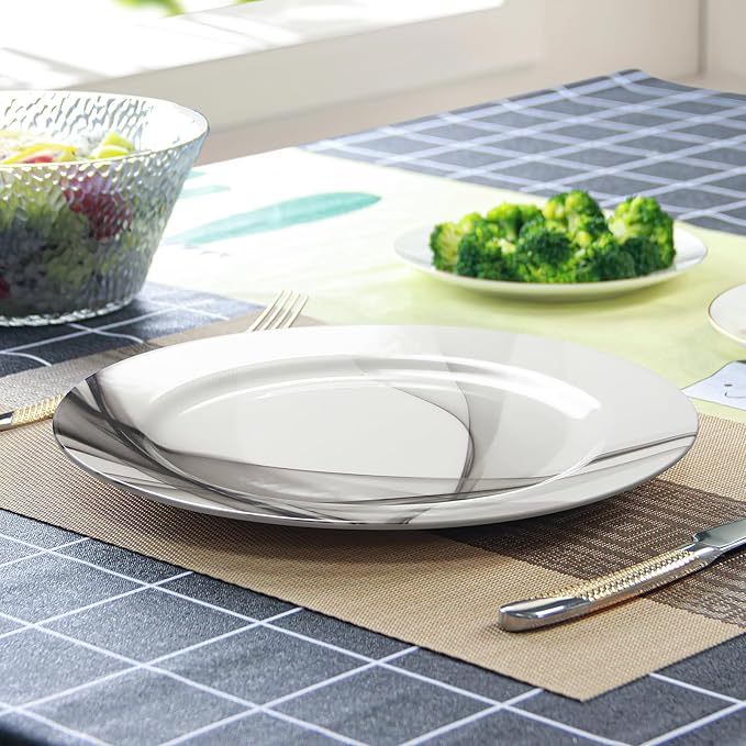IQCWOOD White Porcelain Dinner Plates, Set of 6, 6.5", Porcelain Dinner Plates, White Plates Set, White Plates Ceramic, Christmas Gifts
