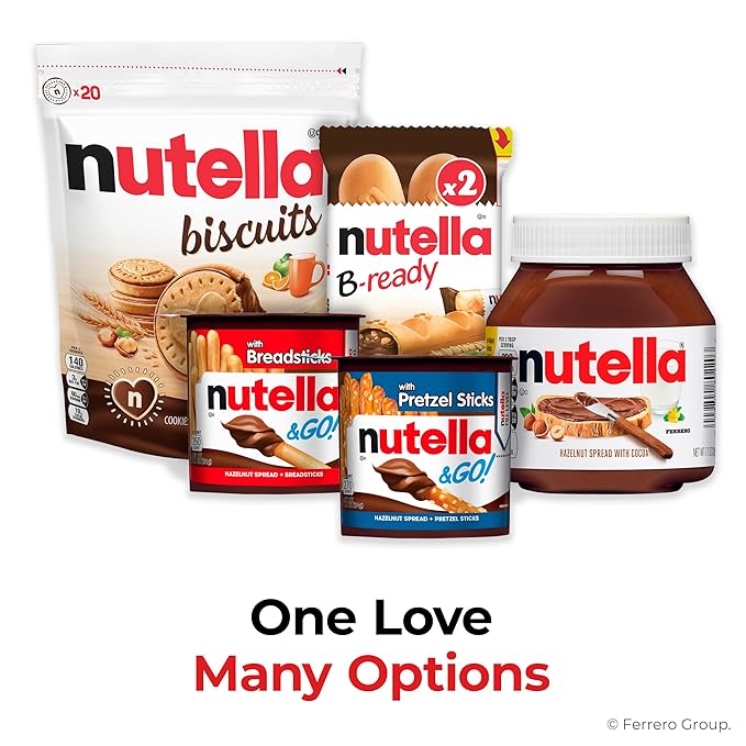 Nutella & GO! Chocolate Hazelnut Spread with Cocoa + Breadsticks, 24 Bulk Snack Packs, 1.8 oz Each