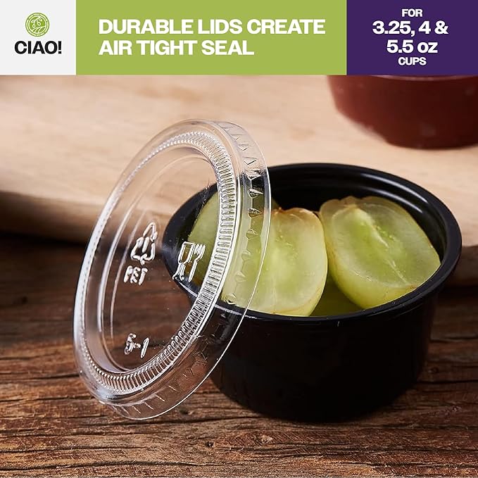 CIAO! Portion Cup Lids, Ultra Clear PET for 3.25, 4 and 5.5 oz Ciao! Portion Cups, 74mm Diameter, Designed and Fit For CIAO! Brand - 3.25, 4 and 5.5 oz Portion Cups Only (Case of 2,500)