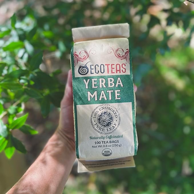 ECOTEAS PremiumOrganic Yerba Mate Tea Bags – Natural Energy & Detox Herbal Tea – Coffee Alternative - Kosher, Non-GMO, Gluten-Free - 100 Unsmoked Bulk Bags, 8.8 oz (Pack of 3)
