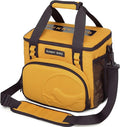 SUNNY BIRD 12L Large Insulated Lunch Bag, Leakproof and Foldable Lunch Cooler Box for Women Adult and Men, Fits 18 Cans (Ochre 01)