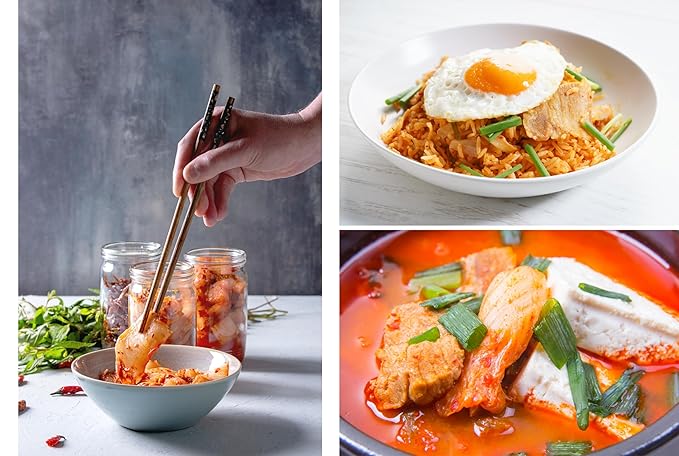 Traditional Korean Kimchi, 1 lb, Authentic Fermented Pickled Cabbage Sliced Spicy Napa Cabbage with Anchovy & Shrimp, Probiotic-Rich, Perfect with Ramen, Noodles and Rice