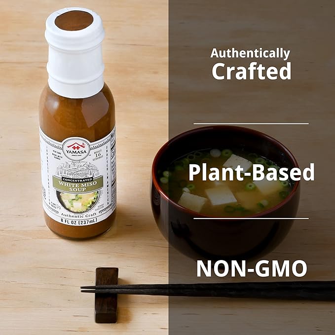 Yamasa, White Miso Soup Concentrate, Japanese Tradition, Non-GMO, No Fish or added MSG, Serves 16 Bowls, 8fl oz