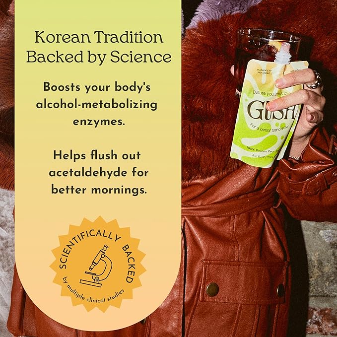 GUSH Pre-Drink Korean Pear Juice Trial Pack | (4 Pouches) Natural Pear Enzyme Drink for Hydration & Wellness | Clean, Gluten-Free, No Artificial Flavors