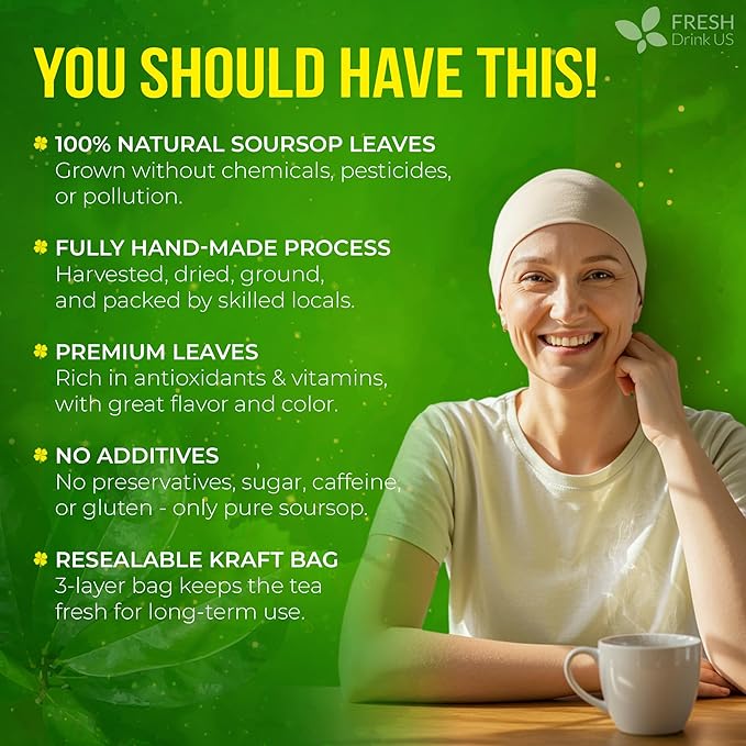 FreshDrinkUS, 330-350 Premium Soursop Dried Leaves Tea, 115 Cups, Hojas De Guanabana Whole Leaves, Wildcrafted, Graviola, Soursop, Guanabana Tea, Loose Leaf Herbal Tea, Gluten/Sugar/Caffeine Free