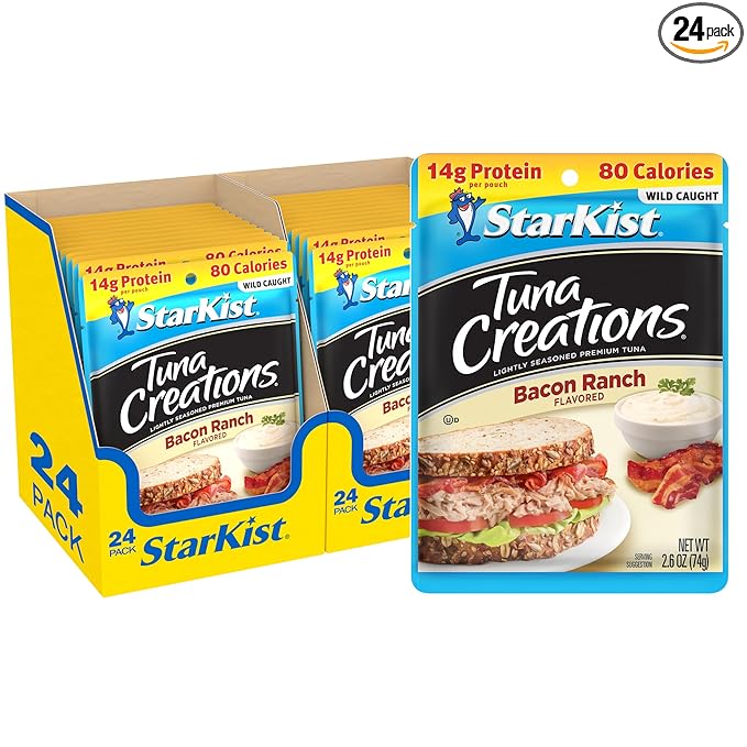 StarKist Tuna Creations Bacon Ranch Pouch (2.6 oz - 24 Pack) Wild Caught, High Protein Shelf Stable Seafood, Gluten Free, Soy Free, Kosher, No Draining, Ready to Eat for Salads and Sandwiches
