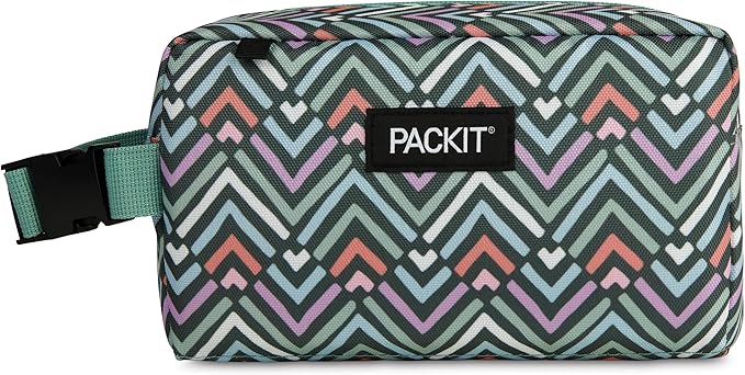 PackIt Freezable Small Insulated Snack Box, Diamond Chevron, with EcoFreeze Technology (Built-in Ice Pack), Mini Cooler or Small Lunch Bag, For Fresh Snacks On the Go, for Work, Gym, or Travel