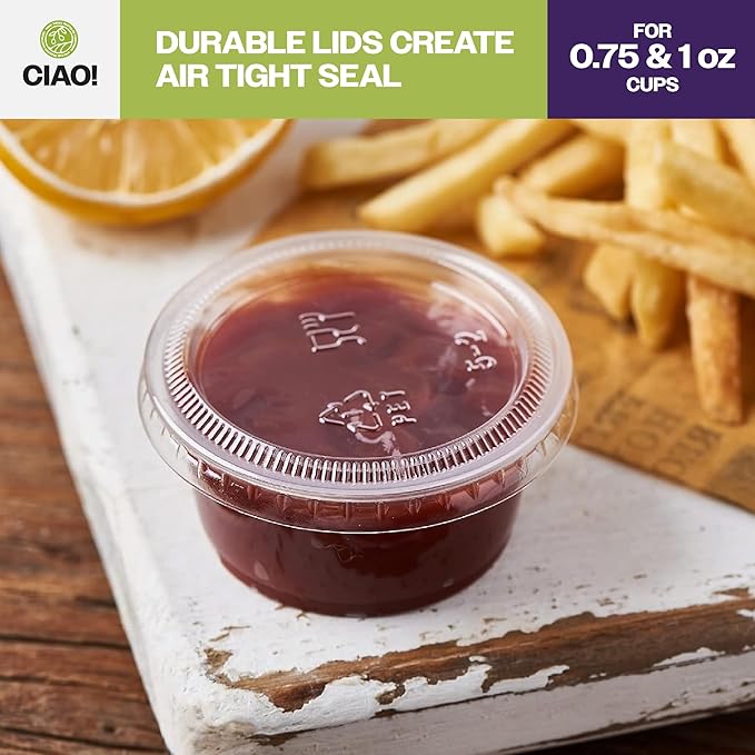 Ciao! Ultra Clear PET Portion Cup Lids, .45mm Diameter, Fit For Ciao! 0.75oz & 1oz Portion Cups - Case of 2,500