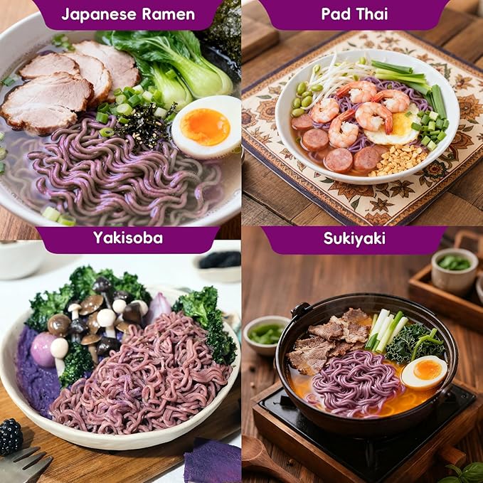 SUNGIVEN Organic Ramen Noodles Purple Sweet Potato Healthy Low Sodium Ready in 3 Minutes Non-Fried Instant No Additives or Preservatives 2.47 OZ (Pack of 10)