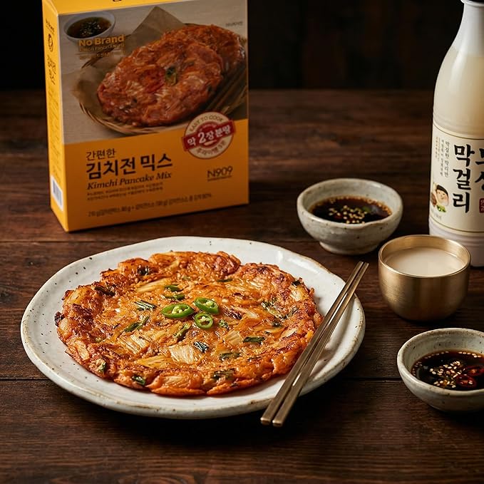 Authentic Korean Kimchi Pancake (Kimchijeon) Mix Kit - Makes 4 Pancakes, Easy DIY Cooking Set, Savory & Crispy K-Food Meal, Quick 5-Minute Prep, Spicy Savory Pancake Flour with Real Kimchi Sauce,김치전 믹스 2개입