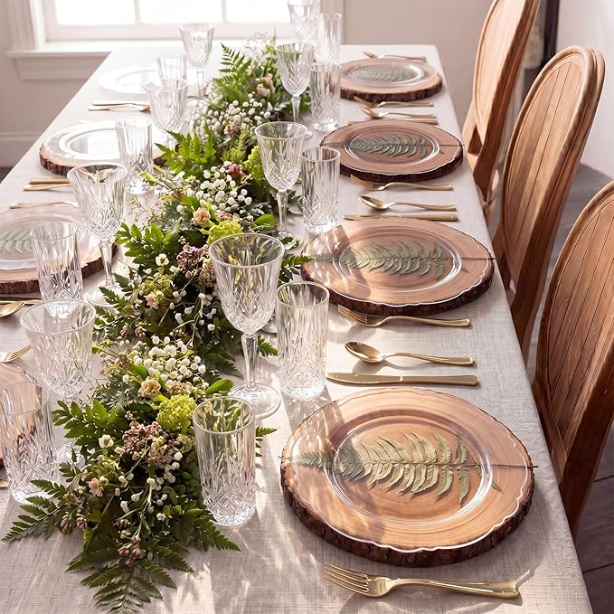 WDF 60pcs Clear Plastic Plates Disposable - 10.25inch Clear Dinner Plates Baroque Disposable Plates for Holiday Gathering, Wedding, Party