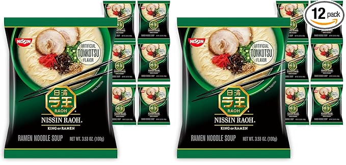 Nissin RAOH Ramen Noodle Soup,Tonkotsu,3.53 Ounce,(Pack of 12)