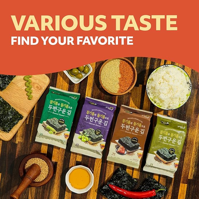 Kim’s Table Kimchi Korean Seaweed Snack, Kimchi Spicy Flavor Gluten Free Vegan Snack– Healthy Korean Food Seasoned Seaweed Sheets, Light & Crispy, Healthy Low Calorie 6 Convenient Packs (0.14oz Each) 김치 맛 한국 김