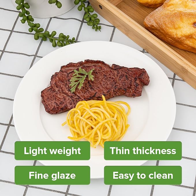 Fine Bone China Dessert Plates 6-Piece, Cake Plate, Side Plate 8 Inches, Fine Glaze With Pure White Color Sturdy and Durable, Thin Thickness and Light Weight, Microwave and Dishwasher Safe