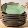 LERATIO Large Pasta Bowls,38oz Ceramic Pasta Bowls,9.0" Reactive Glaze Pasta Bowl Set of 6,Microwave & Dishwasher,Oven Safe,Wide Serving Bowls for Salad,Pasta,Fruit,Scratch Resistant-Light Blue