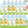 12-Pack Reusable Baby Food Pouches Refillable – 5oz Reusable Pouches for Toddlers, Kids Squeezable Yogurt, Apple Sauce, Fruit Smoothie, Baby Puree Container, Homemade Baby Food Essentials (Lil Barn)