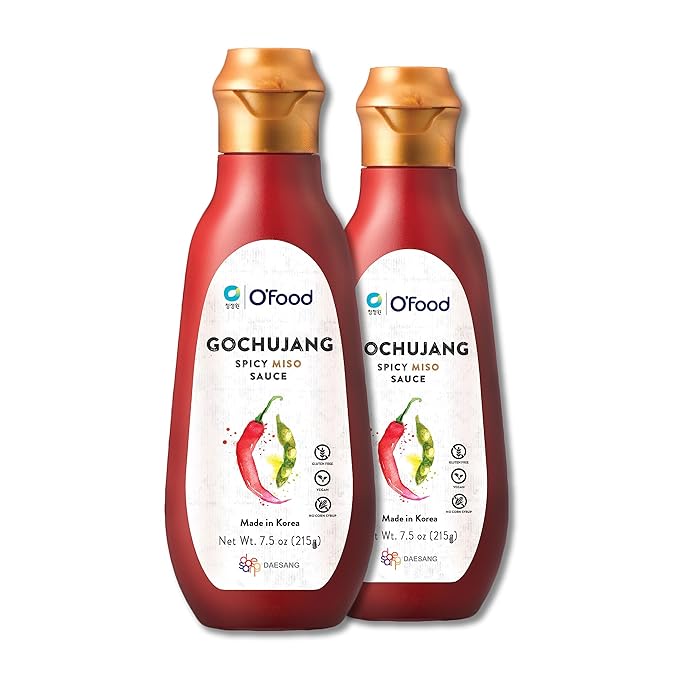 Gochujang Korean Chili Sauce [7.5 oz | Pack of 2] [Spicy Miso] – Medium Hot Squeeze Bottle | Korean Hot Pepper Paste Sauce for Bibimbap, Tteokbokki, Stir-Fry, Noodles, Rice & More – Vegan, Gluten-Free - O’food