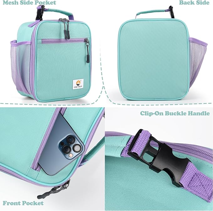 CaCTOUR Lunch Box Kids,Premium Insulated Lunch Bag for Girls Boys,Soft Bag Mini Cooler Back to School Thermal Reusable Lunch Bag for Work School Picnic (Light Green)