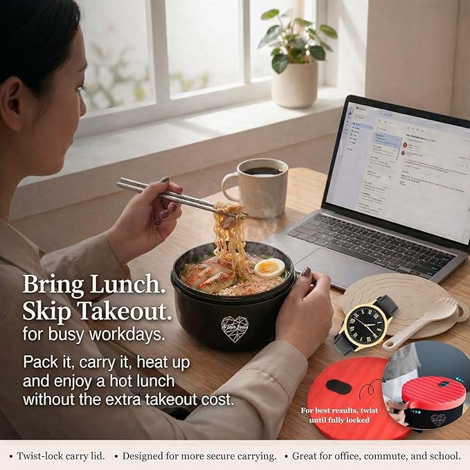 AI LOVE PEACE Microwaveable Ramen Noodle Bowl Cooker 40oz for Ramen, Rice, Pho, Soup, and Pasta, Dishwasher Safe and Portable, Ideal for Home, Office, Dorm, or Gift (Red)