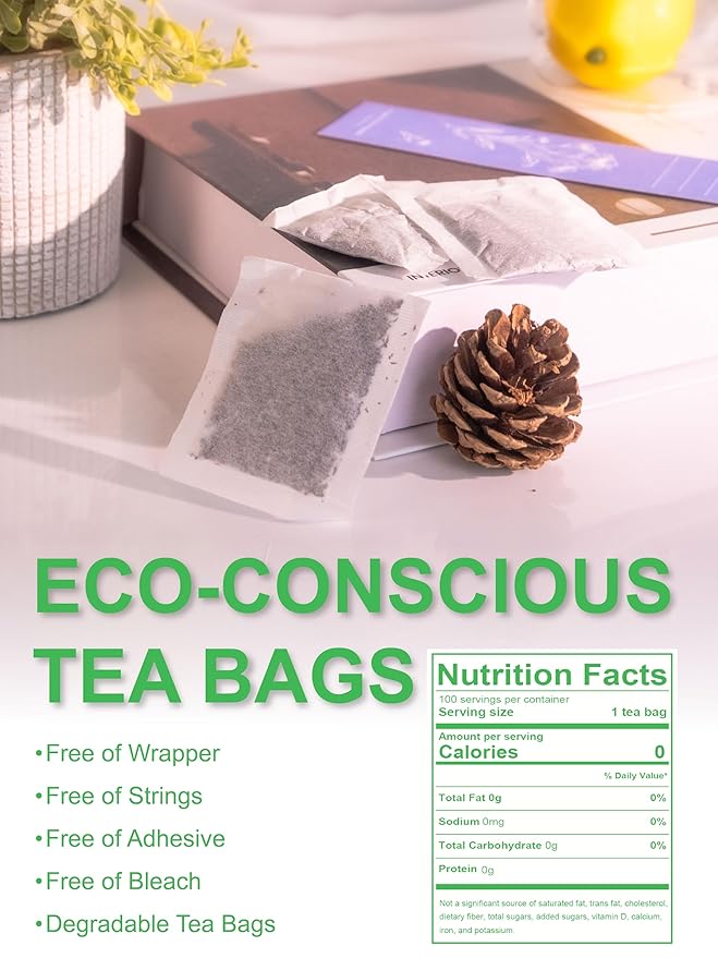 TeeLux Decaf Green Tea Bags, Pure Decaffeinated Green Tea, Super Antioxidant, 100 Count Tea Bags for Hot & Iced Tea