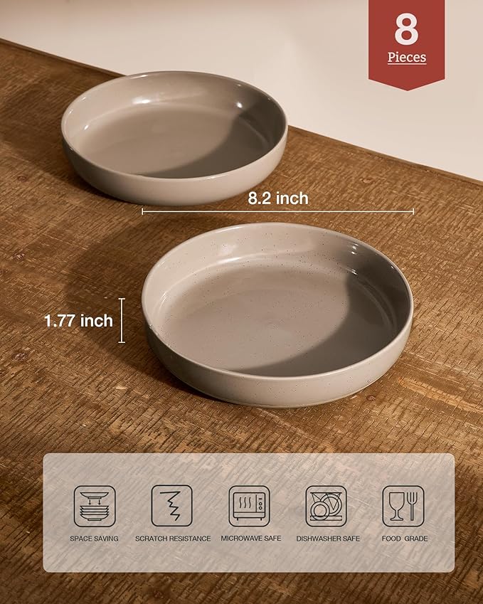 famiware Milkyway 33 oz Bowl Set, Pasta Bowls Set of 8, Salad Bowls Perfect for Your Friend for Housewarming, Thanksgiving, Christmas, Cinnamon Brown