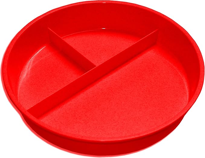 Rehabilitation Advantage High Sided Partitioned Dish with Lid, Red