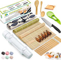 SmileTools Sushi Making Kit, 22-in-1 Sushi Roller Kit with Bamboo Sushi Rolling Mat, Sushi Bazooka, Avocado Knife, Sushi Knife, Chopsticks, Sauce Dishes, Rice Spreader & More DIY Sushi Party Gift