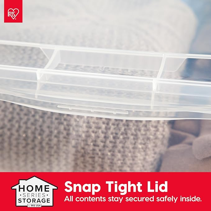 IRIS USA 4-Pack Storage Bins with Lids, 25 Quart, Clear Stackable Containers Box Organize Shoes Closet Shelves Clothes Blankets Towels - BPA-Free Plastic