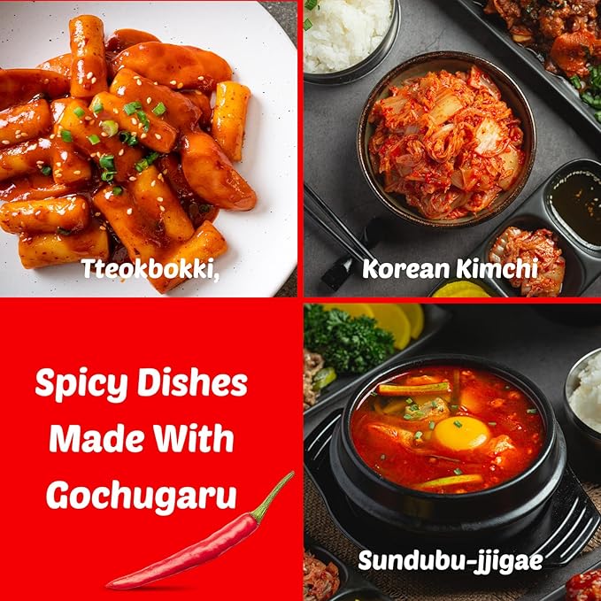 COELO Korean Red Pepper Powder 1.1 lb (500g) | Spicy Gochugaru Flakes Korean Spice Seasoning for Gochujang Kimchi Stew Stir-fry Sun Dried Powder Red Chili Pepper | VEGAN, No MSG