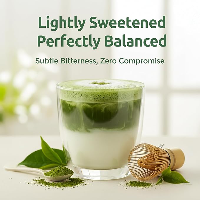 Coffee Bean Matcha Latte Sticks, 8 Single-Serve Packets – Made with Jeju Matcha for a Smooth, Balanced Green Tea Latte – Enjoy Hot or Iced