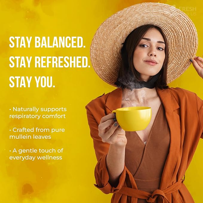 FreshDrinkUS, Premium 120 Mullein Leaf Tea Bags For Lung, 100% Natural & Pure from Mullein Leaves. Loose Leaf Mullein Herbal Tea. Made with Natural Material Tea Bags. No Sugar, No Caffeine, No Gluten, Vegan.