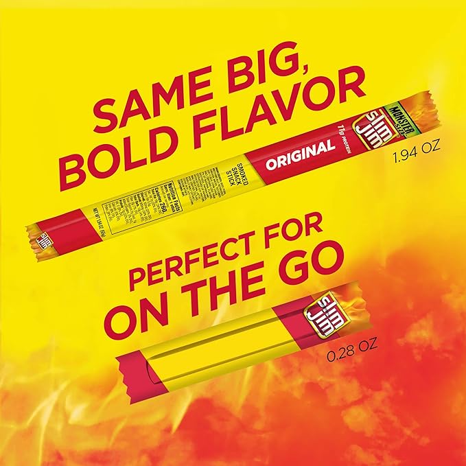 Slim Jim Smoked Meat Sticks, Original Flavor, 6g Protein Per Serving, Snack Size, 0.28 oz. 46 Count (Pack of 3)
