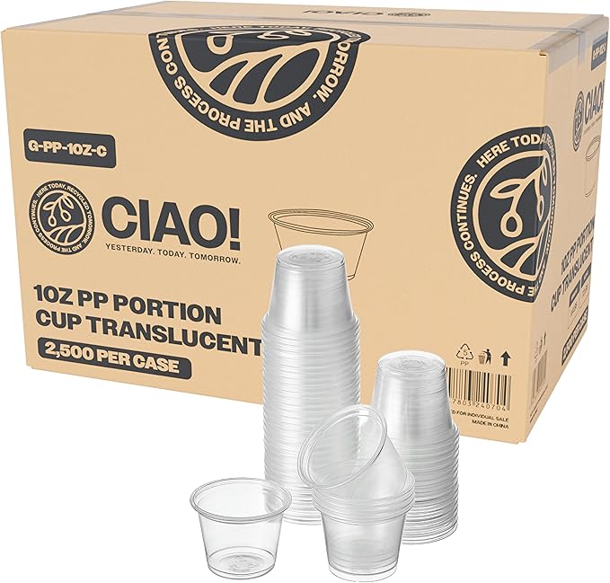 CIAO! 1OZ PP Clear Portion Cup,Lids Sold Separately (Case of 2,500)