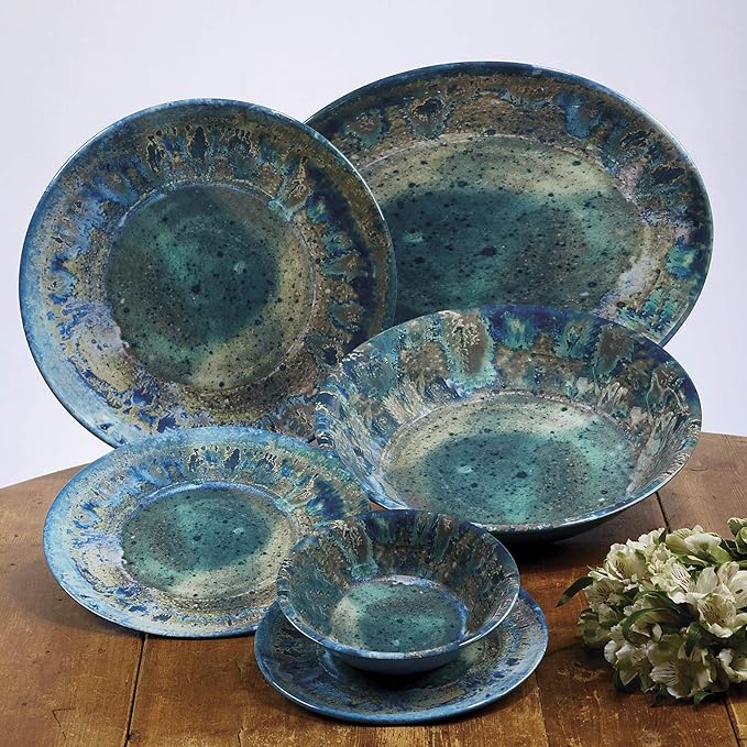 Certified International Radiance Teal Melamine 11" Dinner Plate, Large, Multicolor, Set of 6