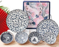 Ceramic Plates and Bowls Set, Japanese Style Dinnerware Set with Gift Box - Blue and White - 4 Rice Bowls and 2 Pasta Bowls - Kitchen Gifts for Women (Blue and White)