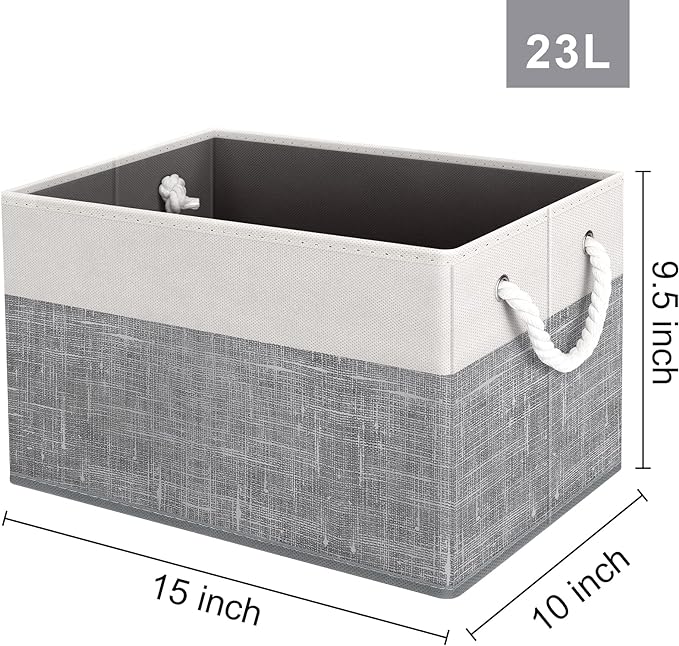 Fab totes Storage Bins [52-Pack], Foldable Storage Baskets for Organizing Toys, Books, Shelves, Closet, Large Storage Box with Rope Handles, Sturdy Organizer Bins, White & Black
