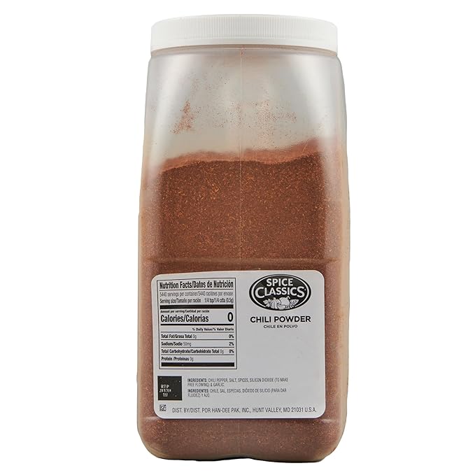 Spice Classics Chili Powder, 6 lb - One 6 Pound Container of Bulk Chili Powder, Perfect for Chili, Enchiladas, Stuffed Peppers and Taco Recipes